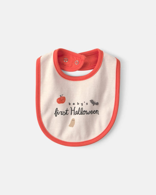 «Baby's First Halloween» bib, cream pumpkin