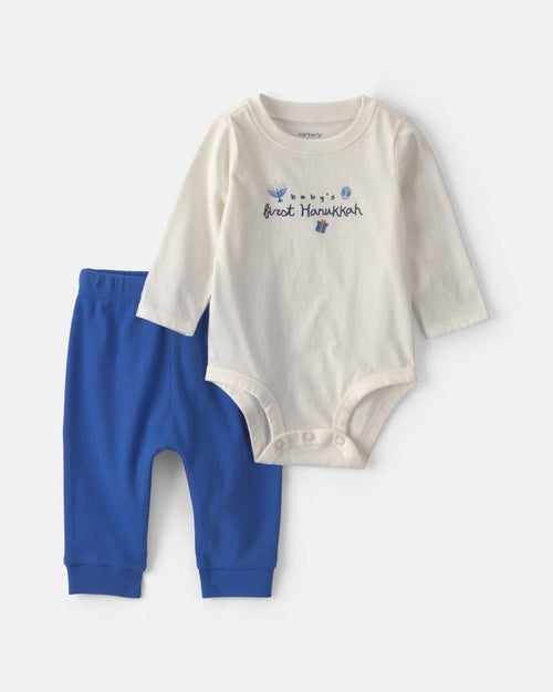Conjunto 2 peças, body e calças, primeiro Chanucá