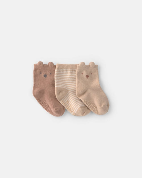 Pack 3 pares de botinhas de cano curto, ursos em castanho