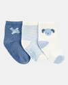 3-pack of blue striped and patterned socks