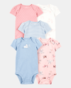 Pack of five cotton bodysuits with dog design