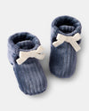 Botinhas de peluche caneladas azul marinho