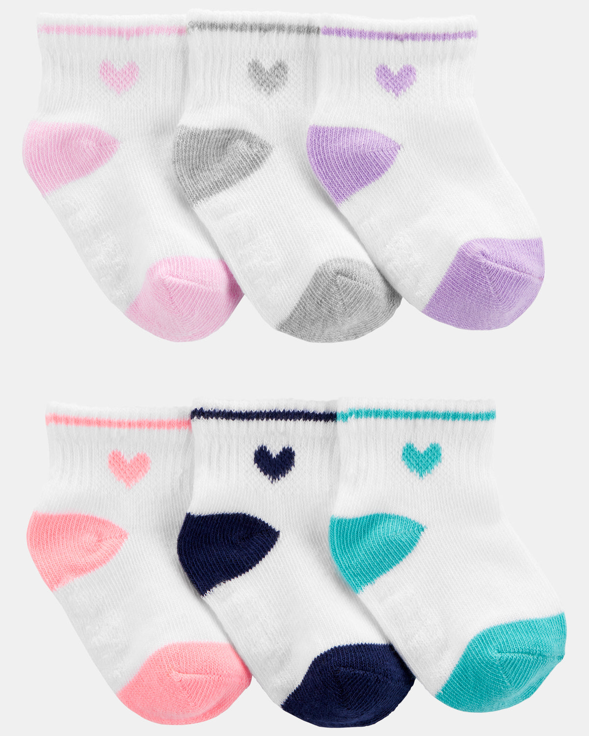Pack 6 pares de calcetines infantiles, corazones