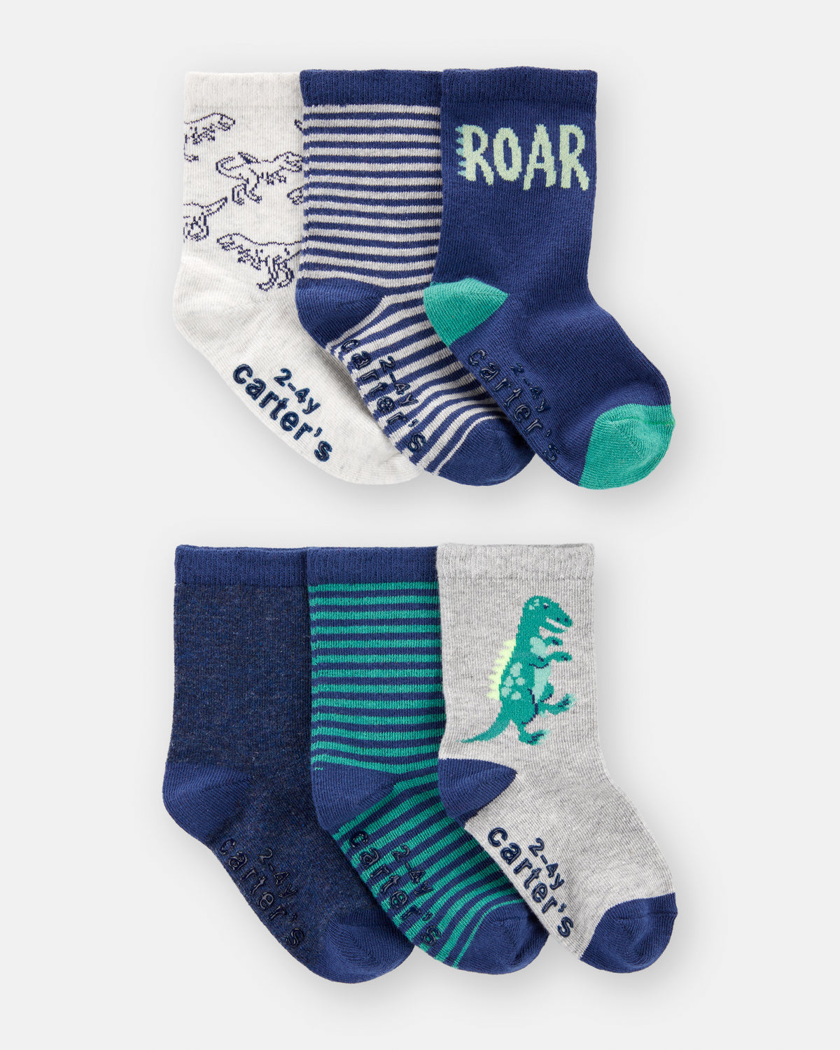 Pack 6 pares de calcetines infantiles, dinosaurios