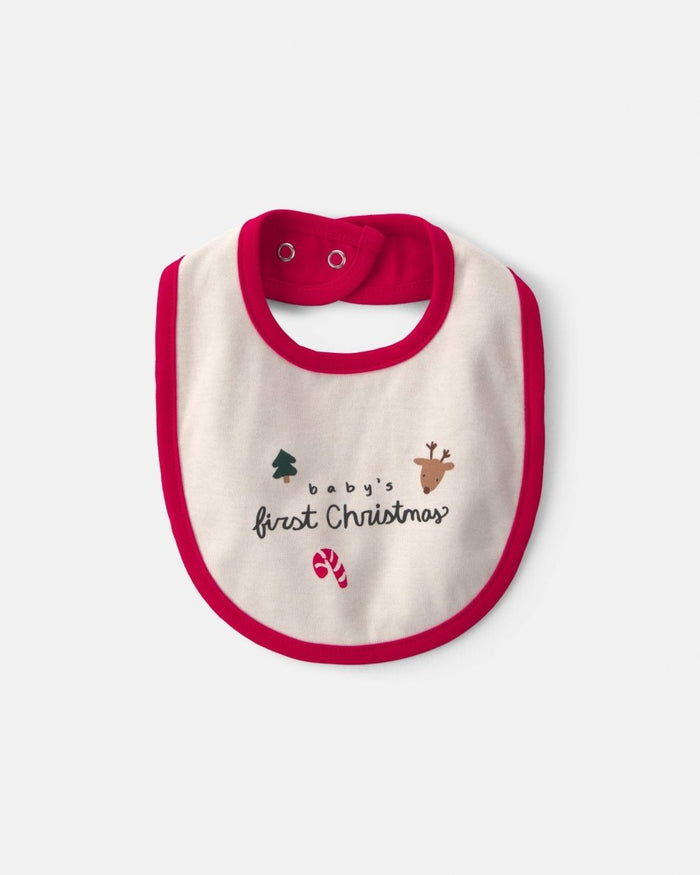 Babero «Baby's First Christmas», rojo y crema - Carter's