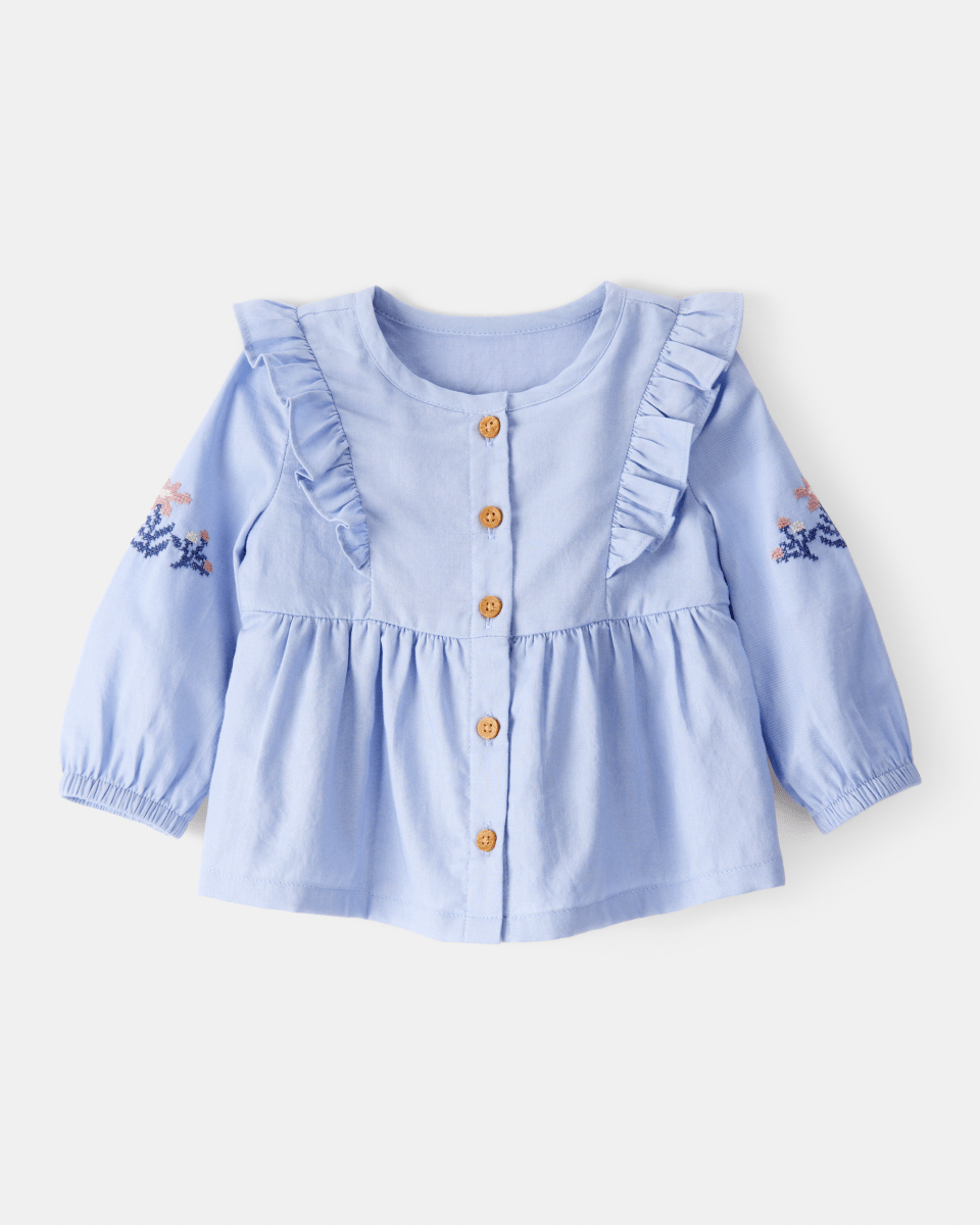 Blusa de manga larga azul - Carter's