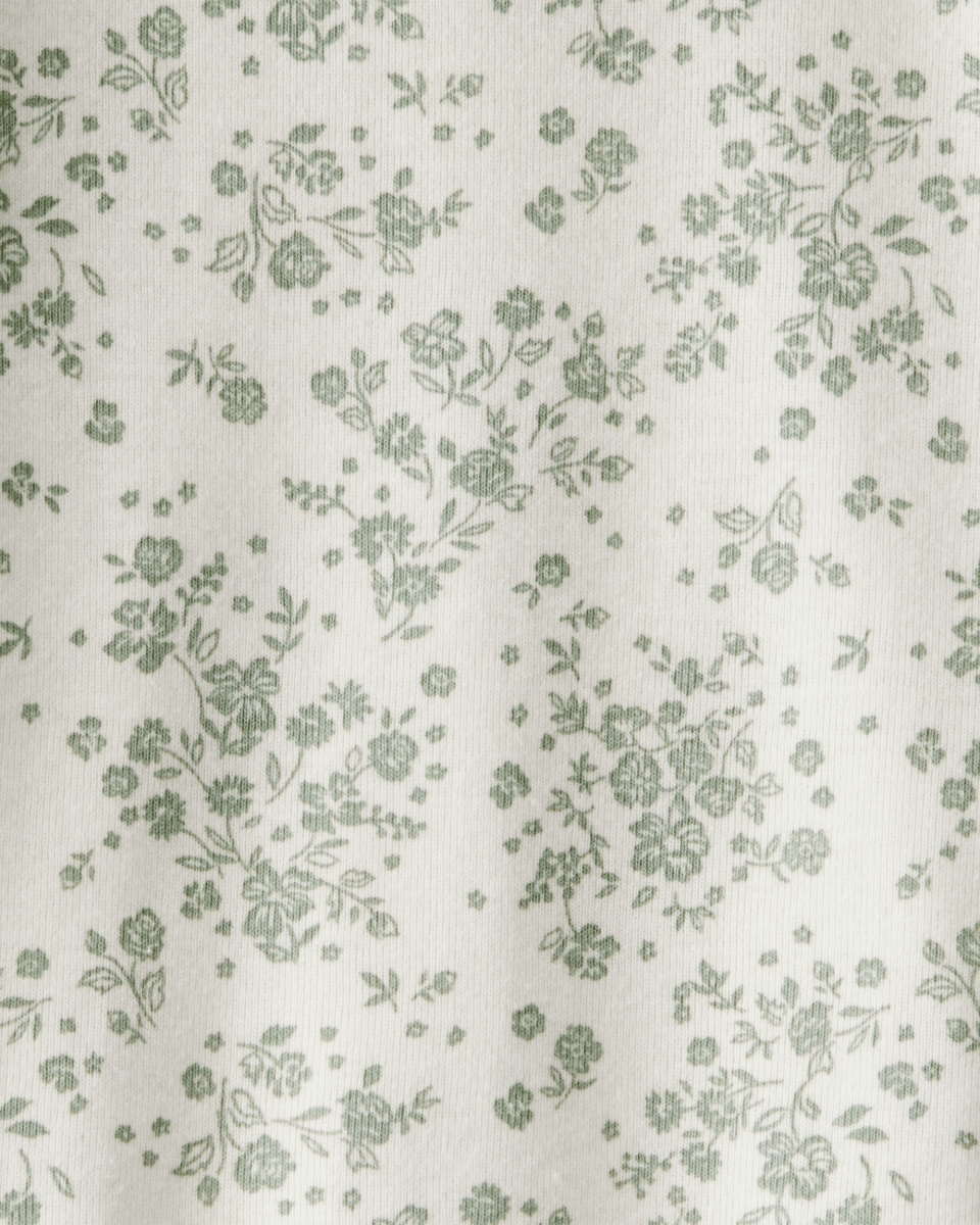 Body acanalado de manga larga floral con cuello de volantes - Carter's