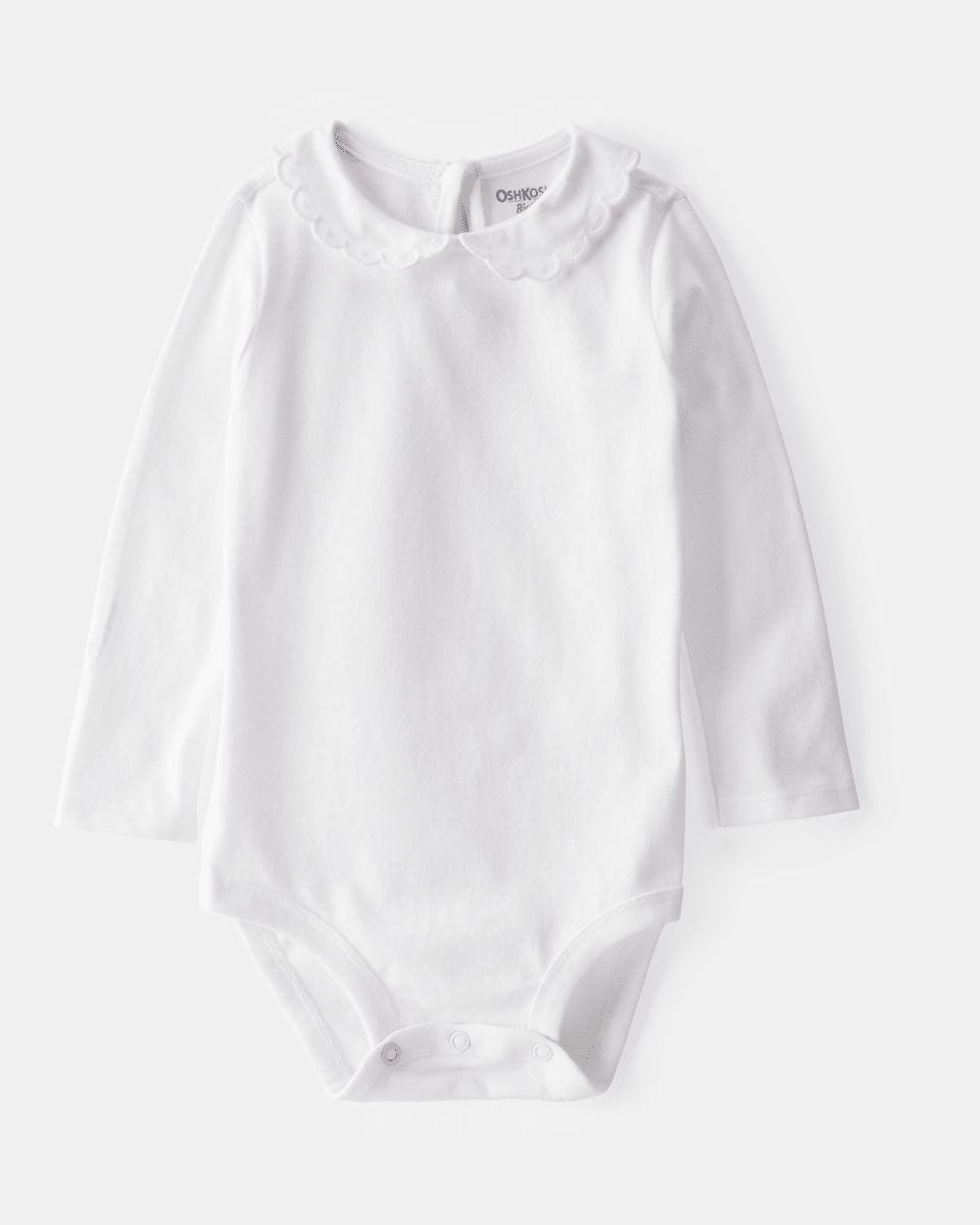 Body blanco de manga larga con cuello festoneado - Carter's
