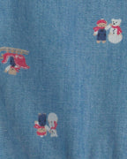 Body de manga larga de chambray, muñecos de nieve - Carter's