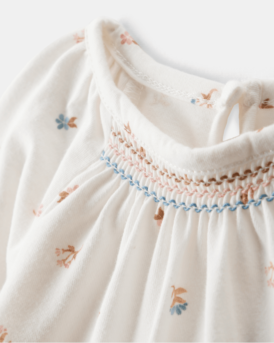 Body de manga larga floral con cuello de volantes en algodón - Carter's