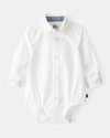 Body tipo camisa branca de manga comprida