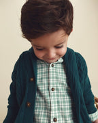 Camisa de franela a cuadros con perro bordado, verde - Carter's