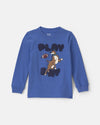 T-shirt de manga comprida com cão «Play Day», azul