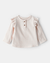 t-shirt rosa mesclada com babados