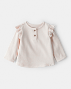 Camiseta rosa jaspeada con volados - Carter's