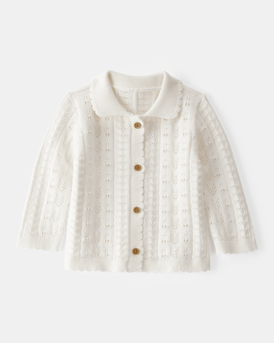 Cárdigan ivory de manga larga con botones - Carter's