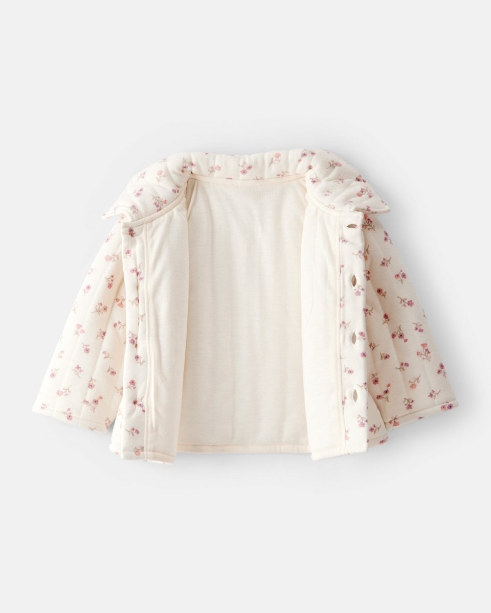 Chaqueta acolchada marfil con estampado floral - Carter's