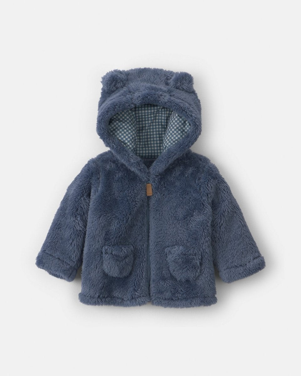 Chaqueta de borreguito con capucha de oso, azul - Carter's