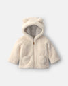 Casaco sherpa com capuz de urso, marfim