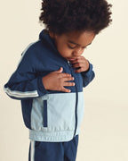 Chaqueta de popelín con cremallera y bloques de color, azul - Carter's