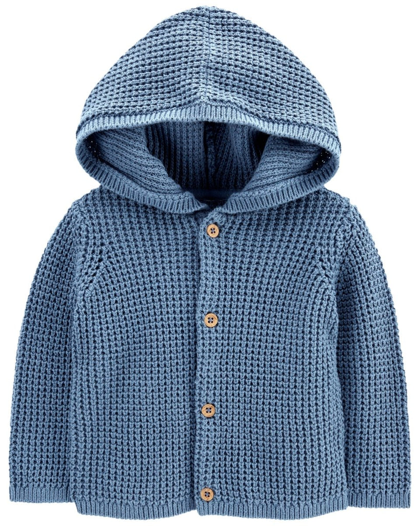Chaqueta de punto con capucha, azul - Carter's