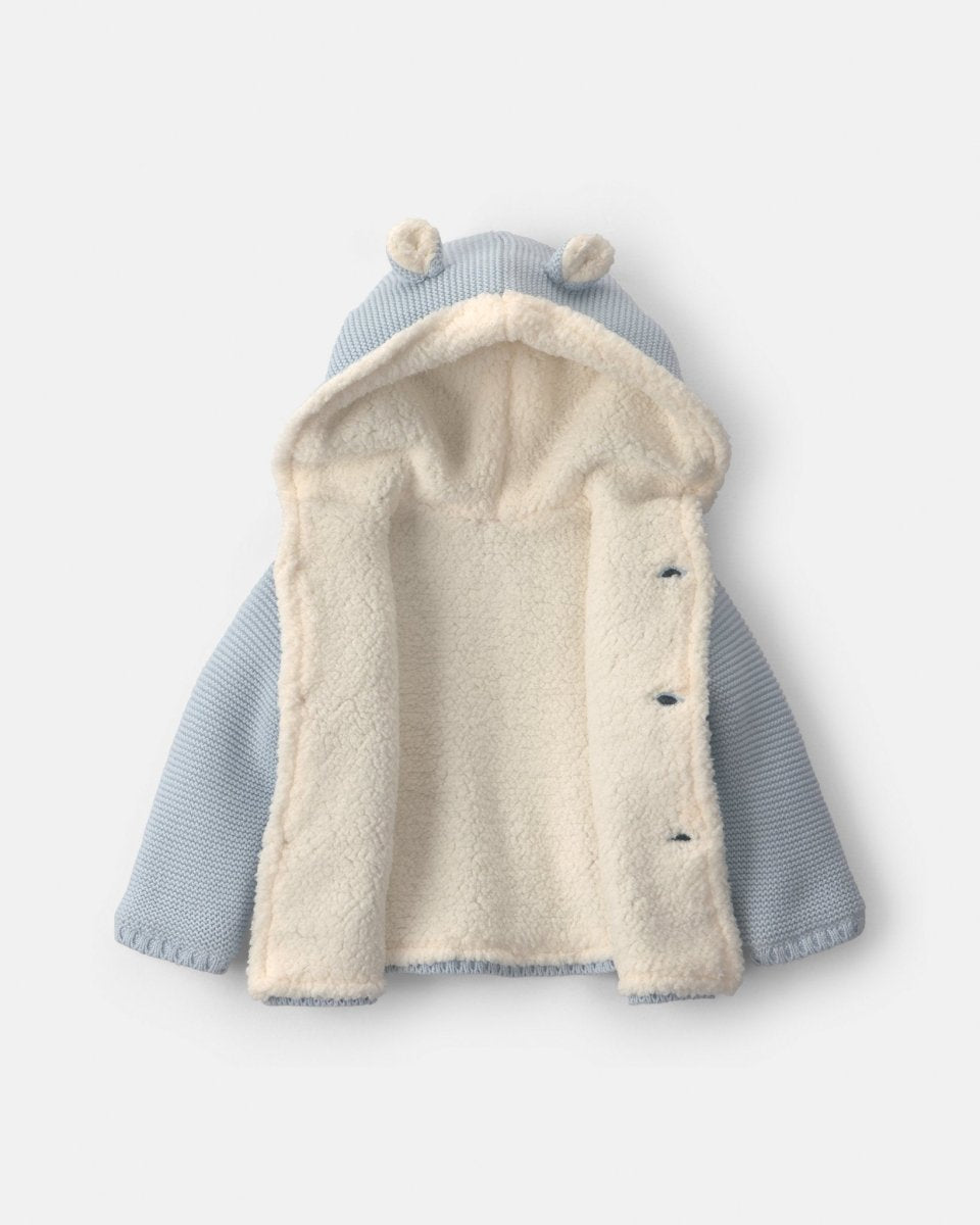 Chaqueta de punto con capucha y orejas de oso, azul - Carter's