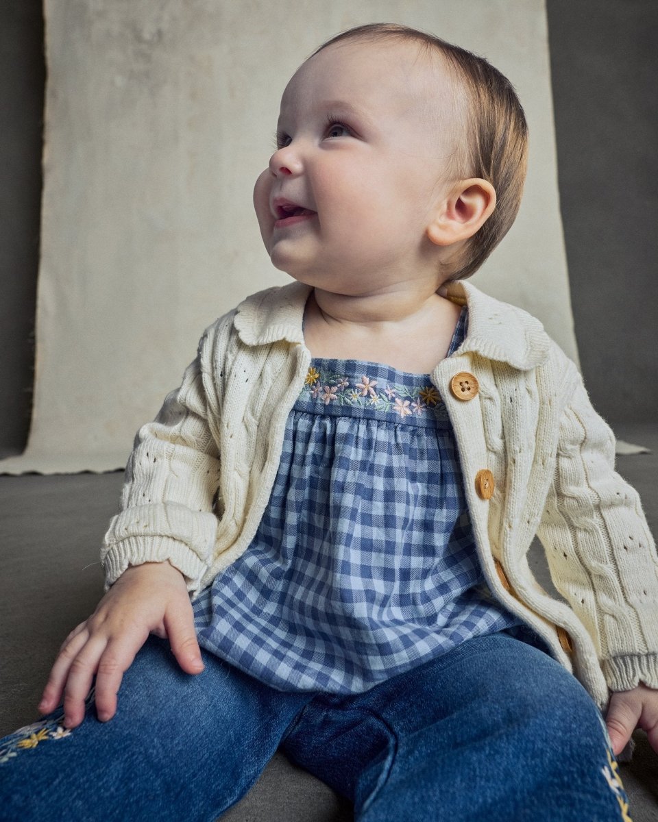 Chaqueta de punto fair isle con cuello bebé, crema - Carter's