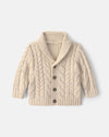 Chaqueta de punto grueso con ochos y cuello chal, crema
