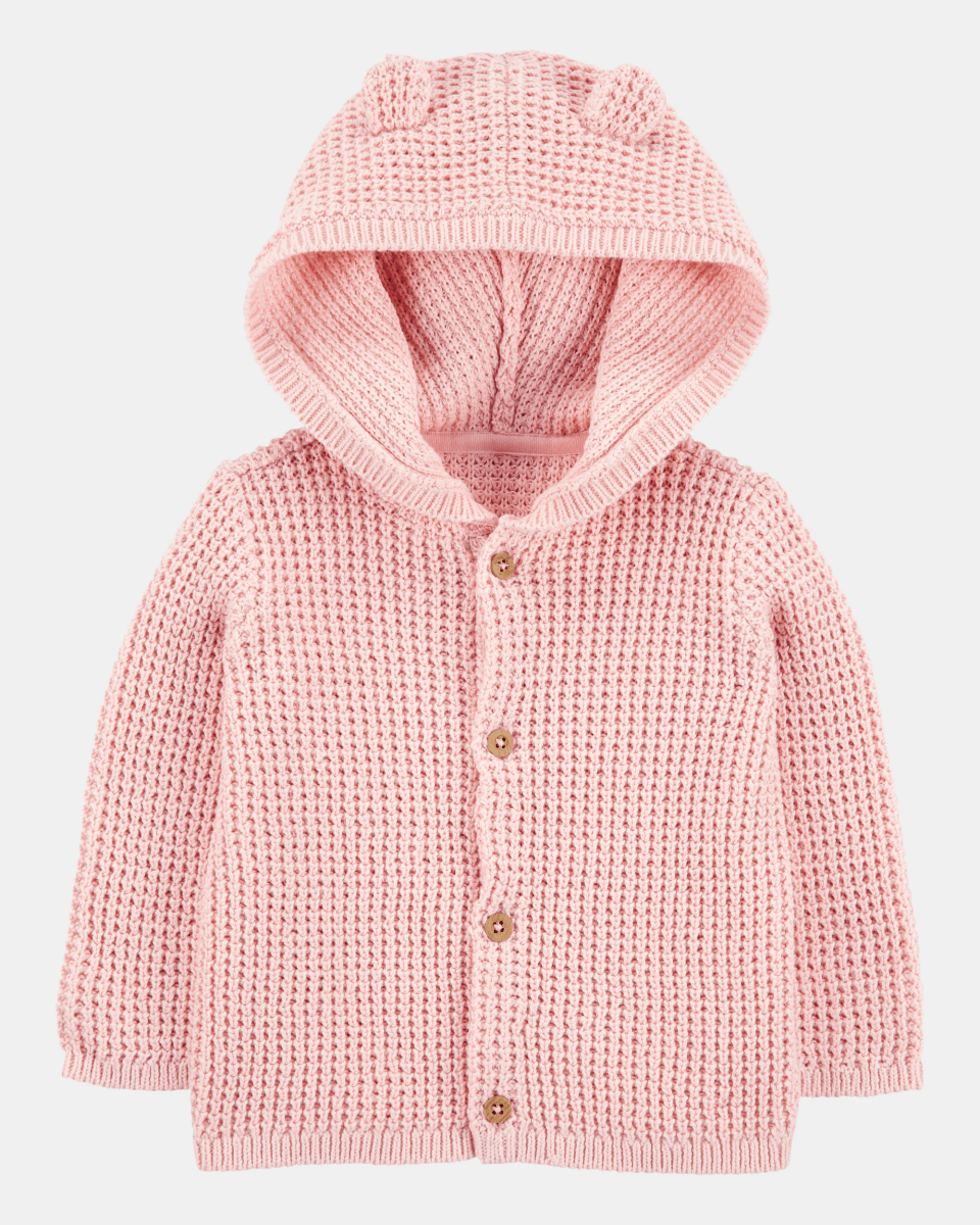 Chaqueta punto canalé capucha diseño oso - Carter's