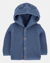 Chaqueta punto canalé capucha diseño oso
