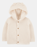 Chaqueta punto canalé capucha diseño oso - Carter's