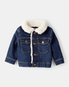casaco jeans com forro de sherpa para bebé