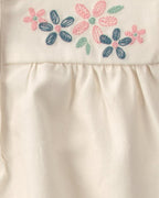 Conjunto 2 piezas, blusa bordada y pantalón de loneta, flores - Carter's