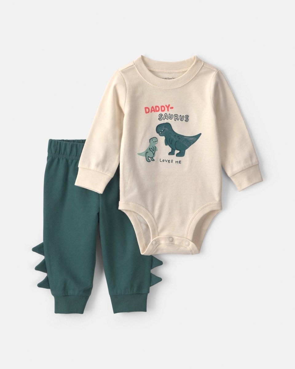 Conjunto 2 piezas, body «Daddy-saurus» y pantalón verde - Carter's