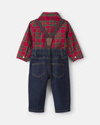 Conjunto 2 piezas, body de cuadros y vaquero con tirantes - Carter's