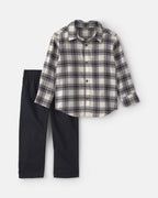 Conjunto 2 piezas, camisa de cuadros y pantalón, negro - Carter's
