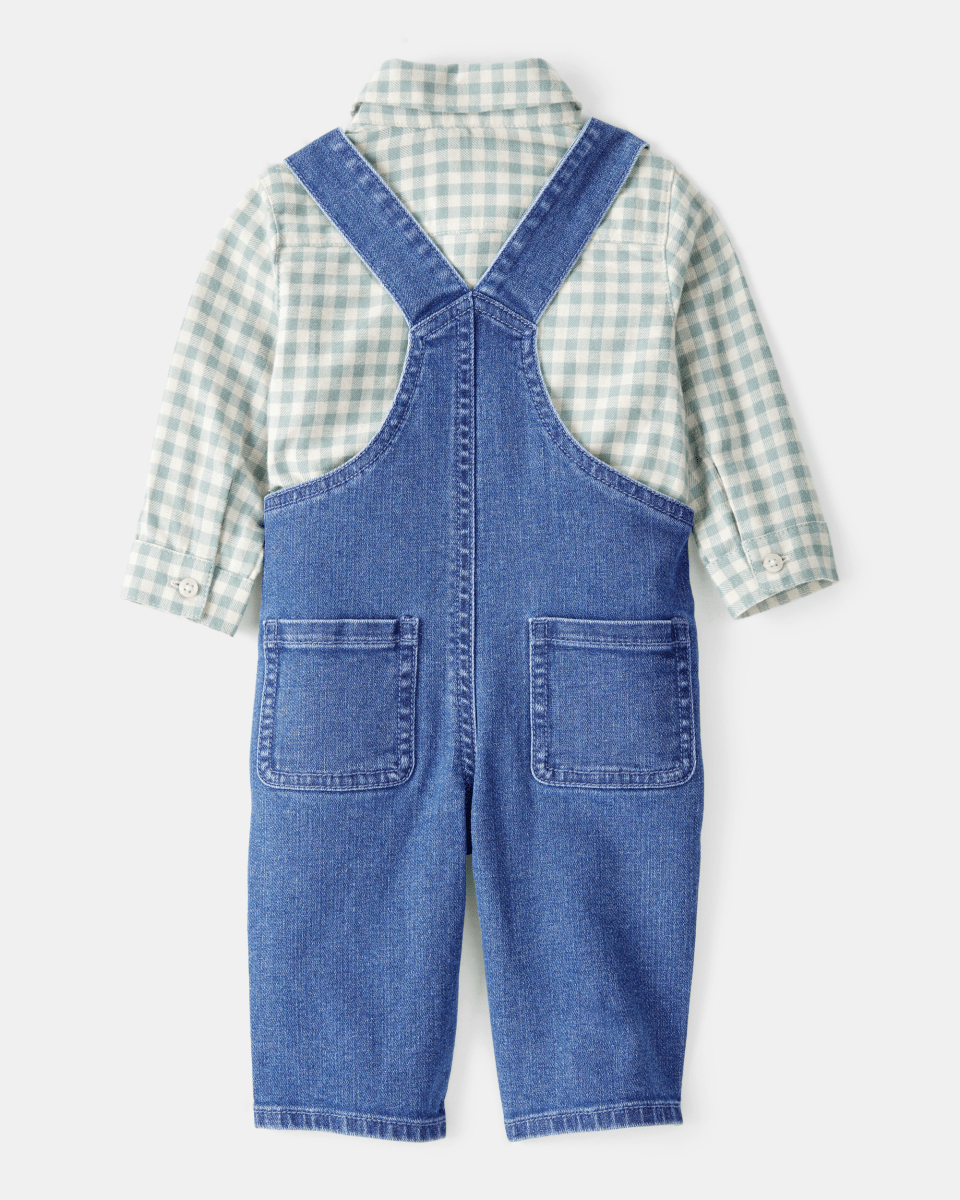 Conjunto 2 piezas camisa de cuadros y peto denim - Carter's