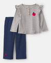 2-piece set, striped tee and wide-leg pants
