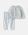 Conjunto 2 peças, t-shirt com botões e calças, comboios