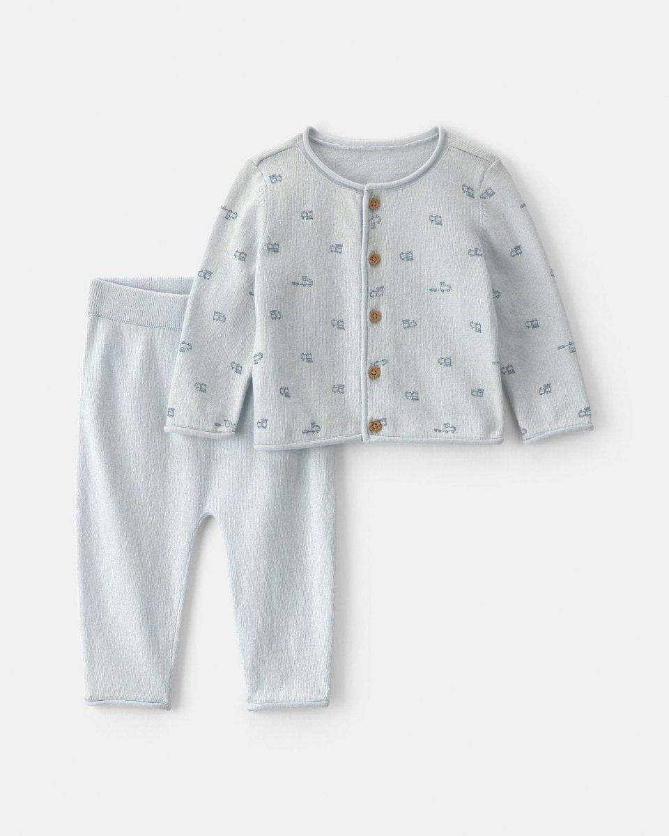 Conjunto 2 piezas, camiseta con botones y pantalón, trenes - Carter's