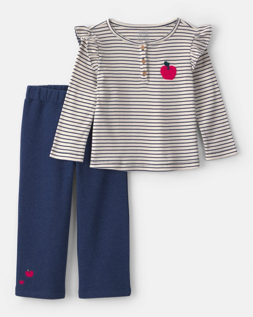 Conjunto 2 piezas, camiseta y pantalón ancho, manzanas - Carter's
