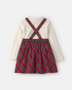 Conjunto 2 piezas, camiseta y pichi de cuadros, rojo - Carter's