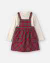 2-piece set, tee and plaid jumper, red