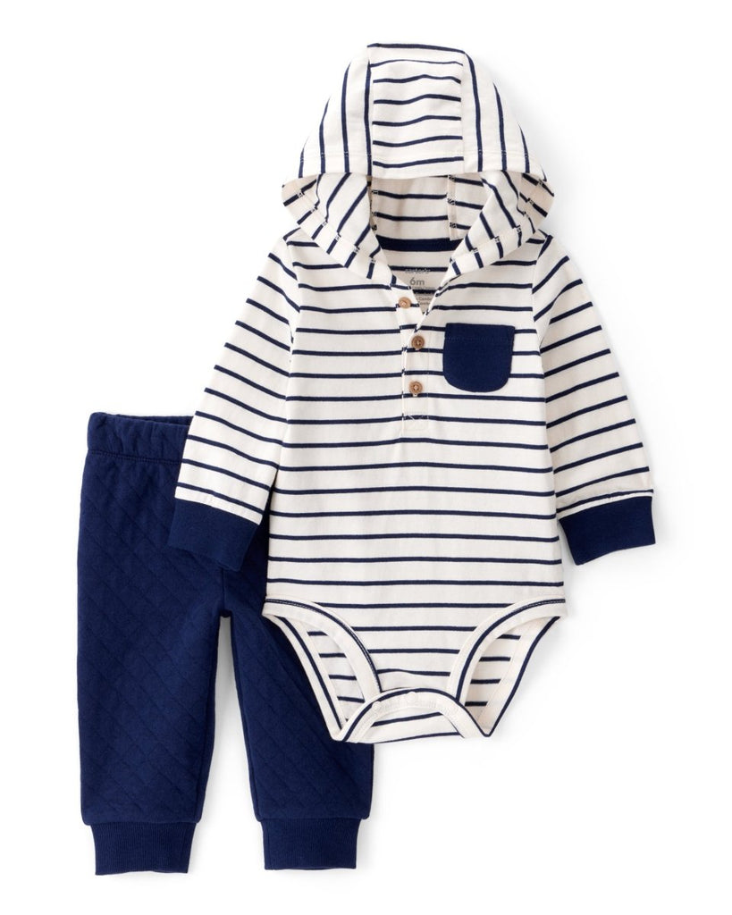 Conjunto 2 piezas con body a rayas con capucha y jogger - Carter's