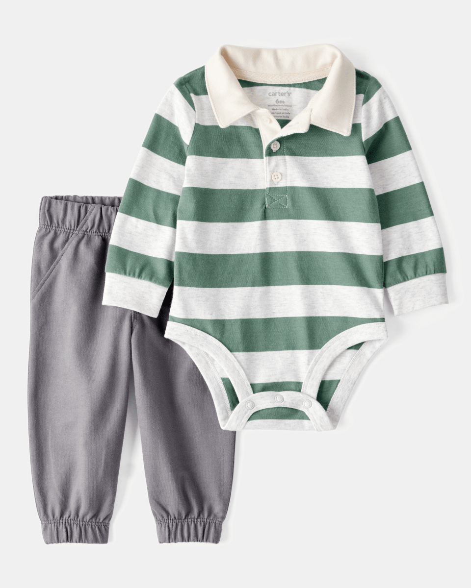 Conjunto 2 piezas con body polo a rayas y jogger - Carter's