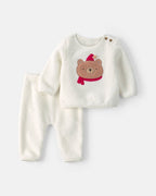 Conjunto 2 piezas de polar, camiseta y pantalón en crema - Carter's