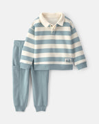 Conjunto 2 piezas de polar, sudadera henley a rayas y jogger - Carter's
