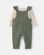 Conjunto 2 piezas, peto acolchado verde oliva y camiseta - Carter's
