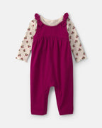 Conjunto 2 piezas, peto de gasa con lazos y camiseta floral - Carter's