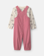 Conjunto 2 piezas, peto de pana rosa y camiseta de gatos - Carter's